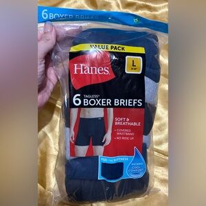 Hanes Tagless Boxer Briefs - Navy & Gray (6 Pack)
